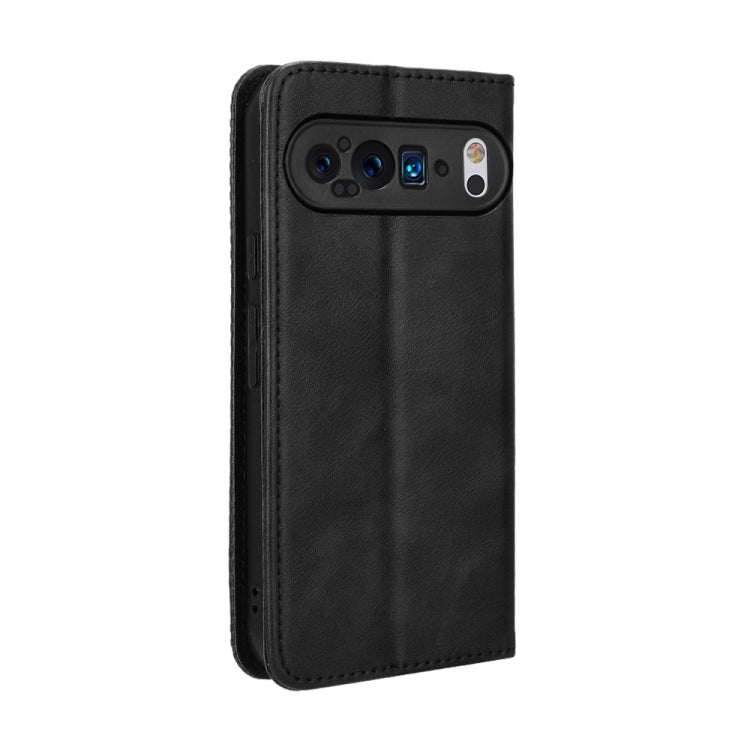 For Google Pixel 9 Magnetic Buckle Retro Texture Leather Phone Case(Black) by buy2fix