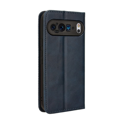 For Google Pixel 9 Magnetic Buckle Retro Texture Leather Phone Case(Blue) by buy2fix