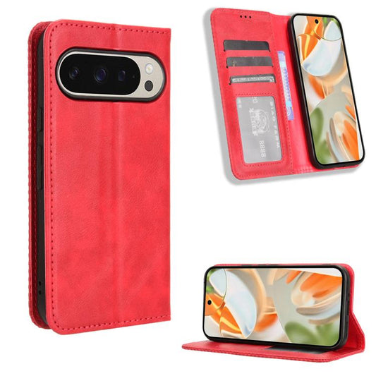 For Google Pixel 10 Pro XL Magnetic Buckle Retro Texture Leather Phone Case(Red) - Google Cases by buy2fix | Online Shopping UK | buy2fix