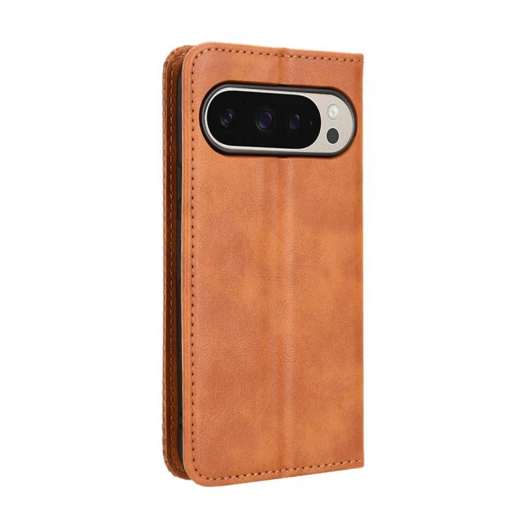 For Google Pixel 10 Pro XL Magnetic Buckle Retro Texture Leather Phone Case(Brown) - Google Cases by buy2fix | Online Shopping UK | buy2fix