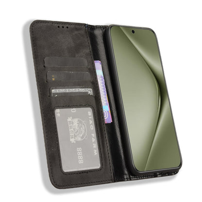 For Huawei Pura 70 Ultra Magnetic Buckle Retro Texture Leather Phone Case(Black) - Huawei Cases by buy2fix | Online Shopping UK | buy2fix