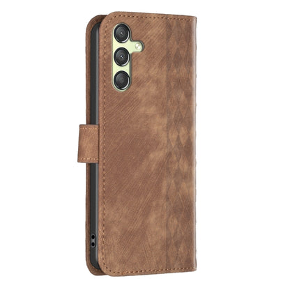 For Samsung Galaxy A25 5G Plaid Embossed Leather Phone Case(Brown) by buy2fix