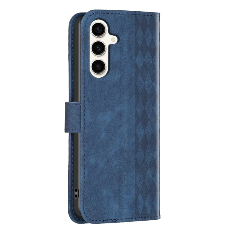 For Samsung Galaxy S23 FE 5G Plaid Embossed Leather Phone Case(Blue) by buy2fix