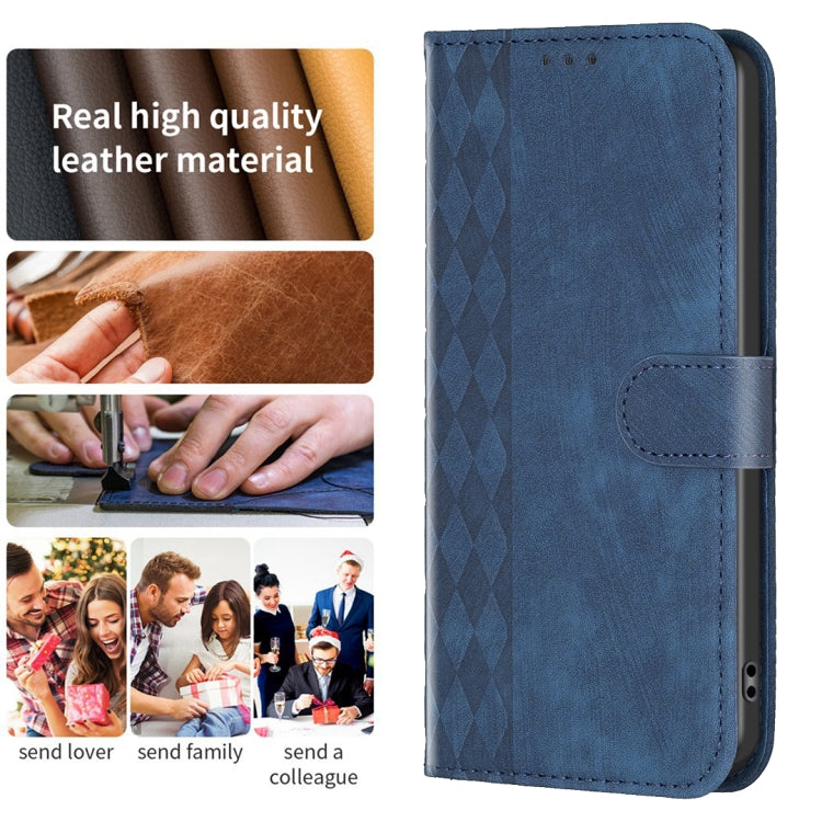 For Samsung Galaxy S23 FE 5G Plaid Embossed Leather Phone Case(Blue) by buy2fix