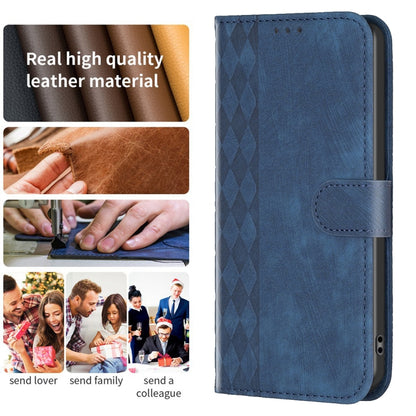 For Samsung Galaxy S23 FE 5G Plaid Embossed Leather Phone Case(Blue) by buy2fix