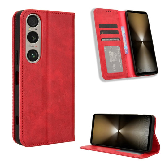 For Sony Xperia 1 VI 2024 Magnetic Buckle Retro Texture Leather Phone Case(Red) by buy2fix