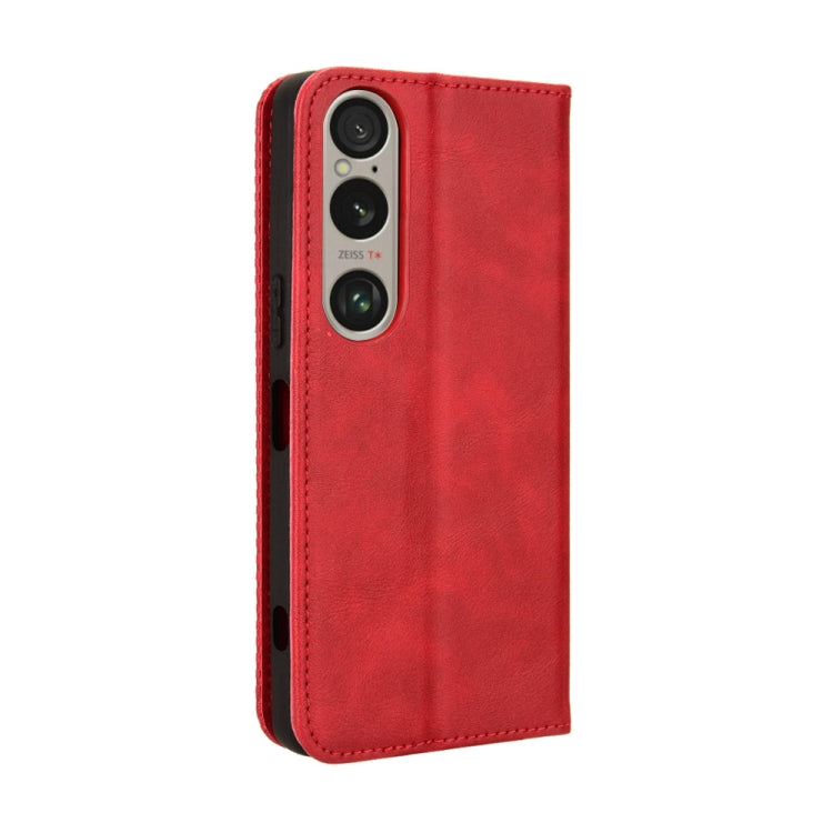 For Sony Xperia 1 VI 2024 Magnetic Buckle Retro Texture Leather Phone Case(Red) by buy2fix