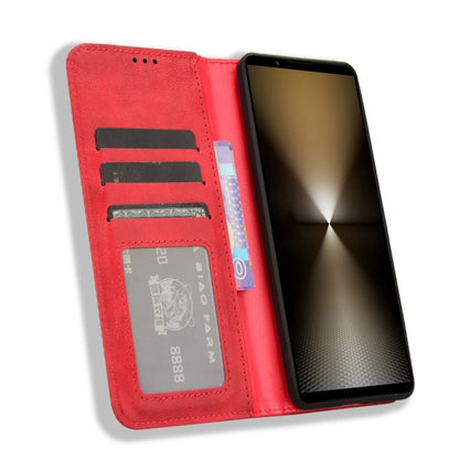 For Sony Xperia 1 VI 2024 Magnetic Buckle Retro Texture Leather Phone Case(Red) by buy2fix