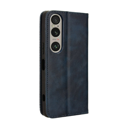 For Sony Xperia 1 VI 2024 Magnetic Buckle Retro Texture Leather Phone Case(Blue) by buy2fix
