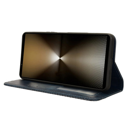 For Sony Xperia 1 VI 2024 Magnetic Buckle Retro Texture Leather Phone Case(Blue) by buy2fix