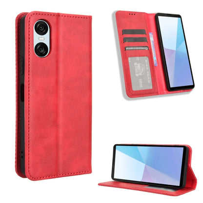 For Sony Xperia 10 VI 2024 Magnetic Buckle Retro Texture Leather Phone Case(Red) by buy2fix