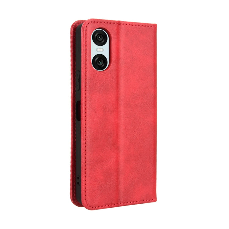 For Sony Xperia 10 VI 2024 Magnetic Buckle Retro Texture Leather Phone Case(Red) by buy2fix
