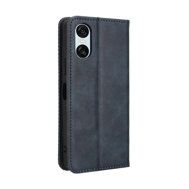 For Sony Xperia 10 VI 2024 Magnetic Buckle Retro Texture Leather Phone Case(Blue) by buy2fix