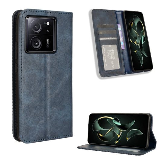 For Xiaomi Redmi K60 Ultra Magnetic Buckle Retro Texture Leather Phone Case(Blue) - Xiaomi Cases by buy2fix | Online Shopping UK | buy2fix