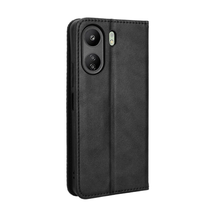 For Xiaomi Redmi 13C 4G / Poco C65 4G Magnetic Buckle Retro Texture Leather Phone Case(Black) by buy2fix