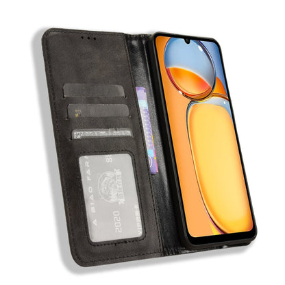 For Xiaomi Redmi 13C 4G / Poco C65 4G Magnetic Buckle Retro Texture Leather Phone Case(Black) by buy2fix