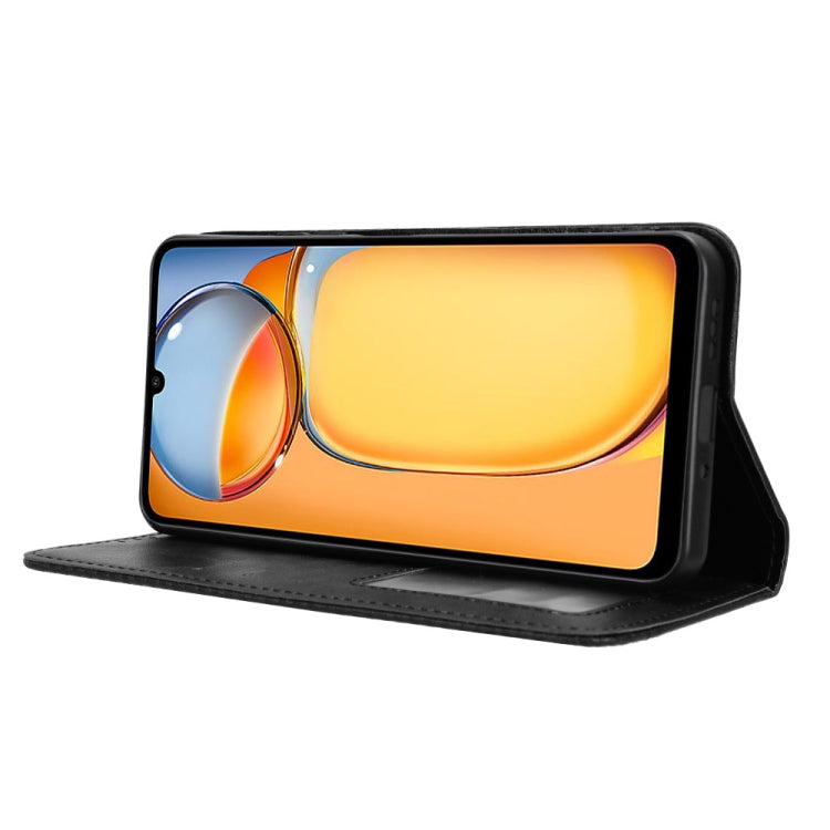 For Xiaomi Redmi 13C 4G / Poco C65 4G Magnetic Buckle Retro Texture Leather Phone Case(Black) by buy2fix