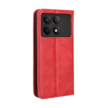 For Xiaomi Redmi K70 / K70 Pro Magnetic Buckle Retro Texture Leather Phone Case(Red) - Xiaomi Cases by buy2fix | Online Shopping UK | buy2fix