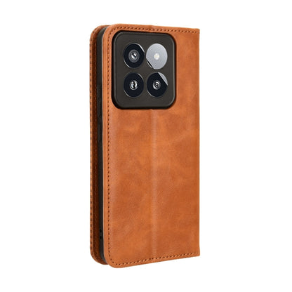 For Xiaomi 14 Pro Magnetic Buckle Retro Texture Leather Phone Case(Brown) - Xiaomi 14 Pro Cases by buy2fix | Online Shopping UK | buy2fix