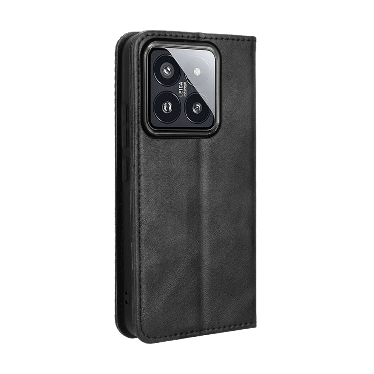 For Xiaomi 14 Magnetic Buckle Retro Texture Leather Phone Case(Black) - Xiaomi Cases by buy2fix | Online Shopping UK | buy2fix