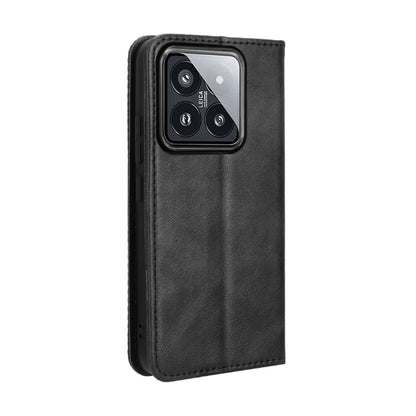 For Xiaomi 14 Magnetic Buckle Retro Texture Leather Phone Case(Black) - Xiaomi Cases by buy2fix | Online Shopping UK | buy2fix