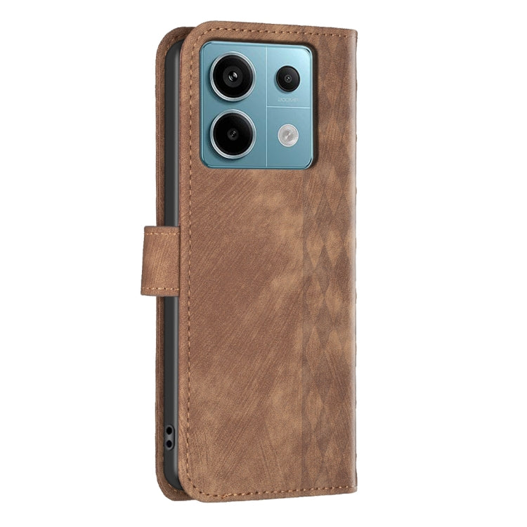 For Xiaomi Redmi Note 13 Pro 4G Global Plaid Embossed Leather Phone Case(Brown) - Xiaomi Cases by buy2fix | Online Shopping UK | buy2fix
