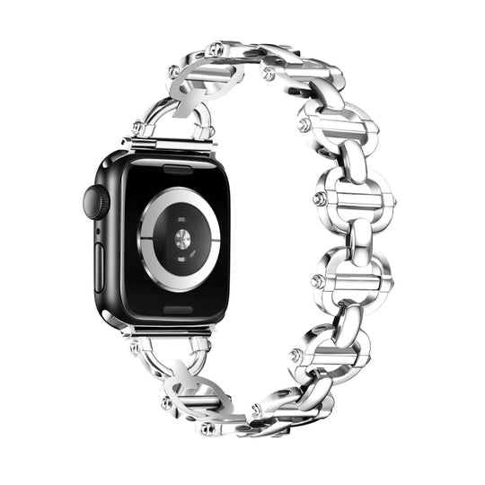 Ladder Buckle Metal Watch Band For Apple Watch Ultra 49mm(Silver)