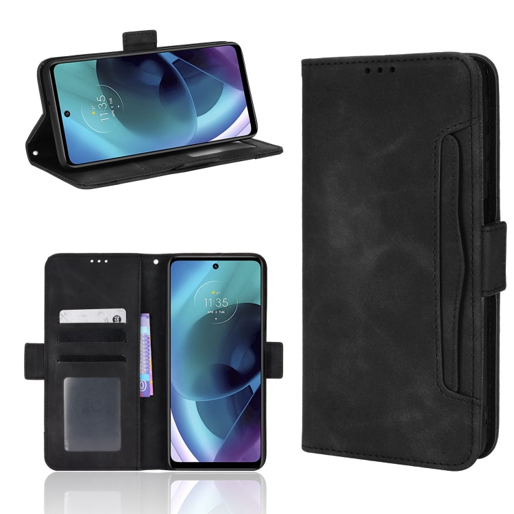 For Motorola Moto G52J 5G Skin Feel Calf Texture Card Slots Leather Phone Case(Black) by buy2fix