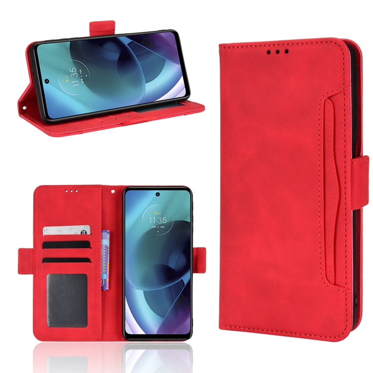 For Motorola Moto G52J 5G Skin Feel Calf Texture Card Slots Leather Phone Case(Red) by buy2fix