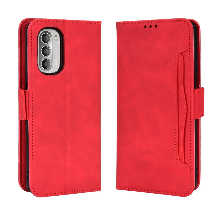For Motorola Moto G52J 5G Skin Feel Calf Texture Card Slots Leather Phone Case(Red) by buy2fix