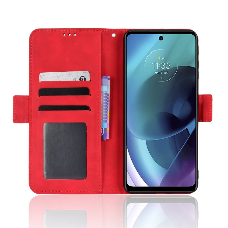 For Motorola Moto G52J 5G Skin Feel Calf Texture Card Slots Leather Phone Case(Red) by buy2fix