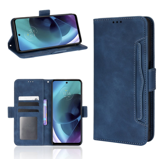 For Motorola Moto G52J 5G Skin Feel Calf Texture Card Slots Leather Phone Case(Blue) by buy2fix