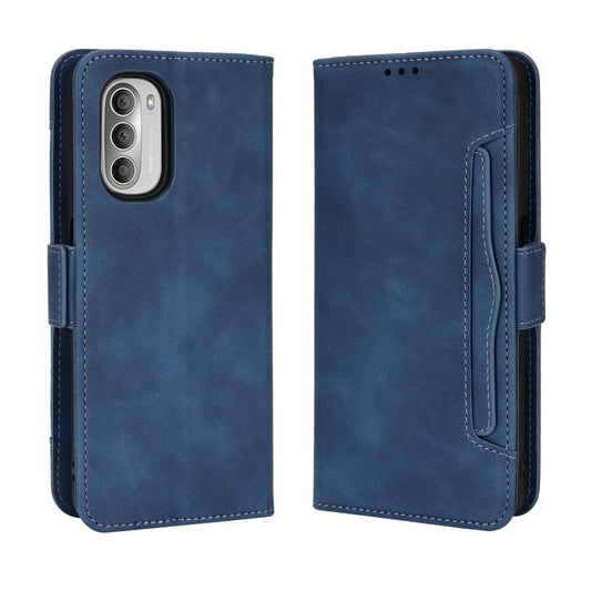 For Motorola Moto G52J 5G Skin Feel Calf Texture Card Slots Leather Phone Case(Blue) by buy2fix