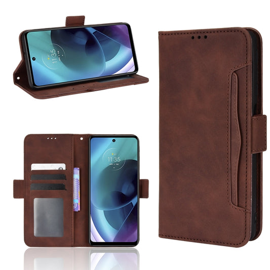For Motorola Moto G52J 5G Skin Feel Calf Texture Card Slots Leather Phone Case(Brown) by buy2fix