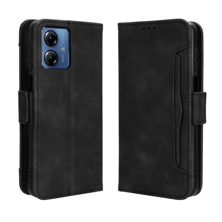 For Motorola Moto G14 4G Skin Feel Calf Texture Card Slots Leather Phone Case(Black) by buy2fix