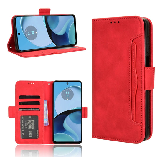 For Motorola Moto G14 4G Skin Feel Calf Texture Card Slots Leather Phone Case(Red) by buy2fix