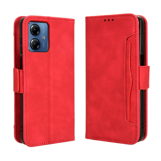 For Motorola Moto G14 4G Skin Feel Calf Texture Card Slots Leather Phone Case(Red) by buy2fix