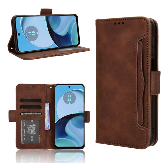 For Motorola Moto G14 4G Skin Feel Calf Texture Card Slots Leather Phone Case(Brown) by buy2fix