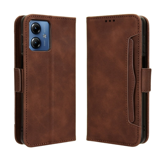 For Motorola Moto G14 4G Skin Feel Calf Texture Card Slots Leather Phone Case(Brown) by buy2fix