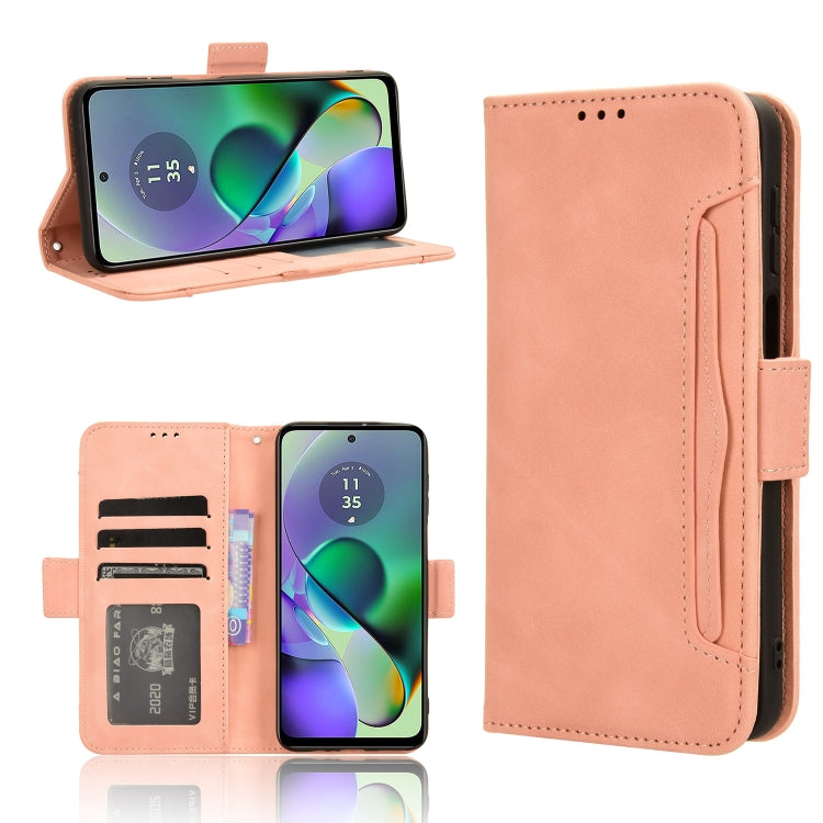 For Motorola Moto G54 5G Skin Feel Calf Texture Card Slots Leather Phone Case(Pink) by buy2fix