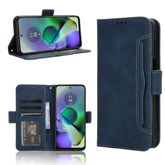 For Motorola Moto G54 5G Skin Feel Calf Texture Card Slots Leather Phone Case(Blue) by buy2fix