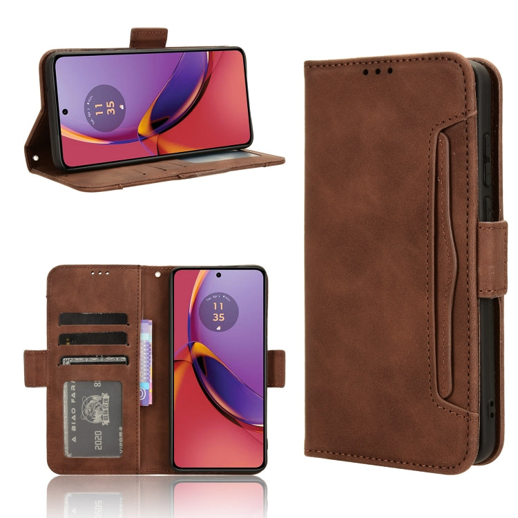 For Motorola Moto G84 5G Skin Feel Calf Texture Card Slots Leather Phone Case(Brown) by buy2fix
