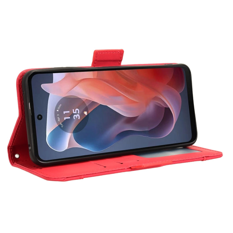For Motorola Moto G Play 4G 2024 Skin Feel Calf Texture Card Slots Leather Phone Case(Red) by buy2fix