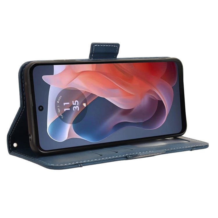 For Motorola Moto G Play 4G 2024 Skin Feel Calf Texture Card Slots Leather Phone Case(Blue) by buy2fix