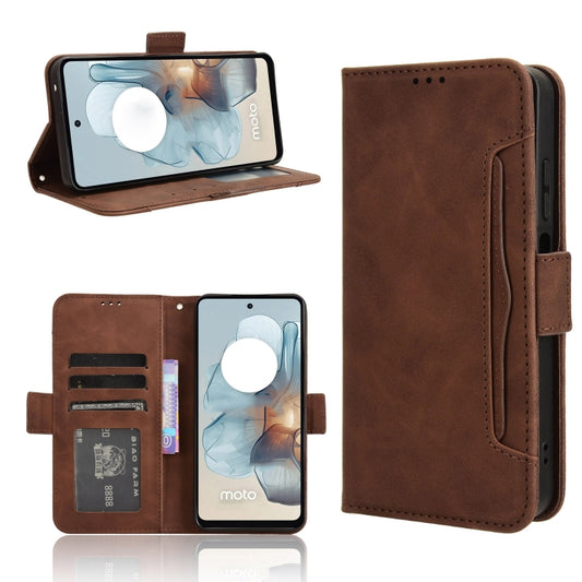 For Motorola Moto G34 5G Skin Feel Calf Texture Card Slots Leather Phone Case(Brown) by buy2fix