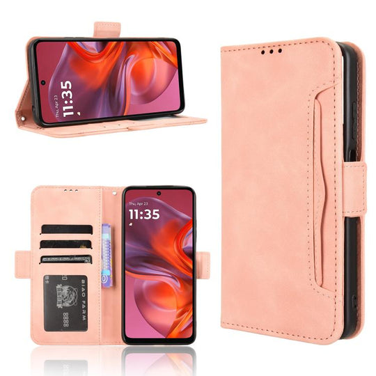 For Motorola Moto G05 4G / E15 4G Skin Feel Calf Texture Card Slots Leather Phone Case(Pink)