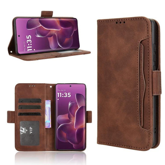 For Motorola Edge 60 Pro / 60s Pro 5G Skin Feel Calf Texture Card Slots Leather Phone Case(Brown)