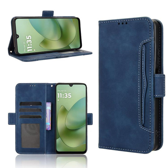 For Motorola Moto G06 / G06 Power Skin Feel Calf Texture Card Slots Leather Phone Case(Blue)