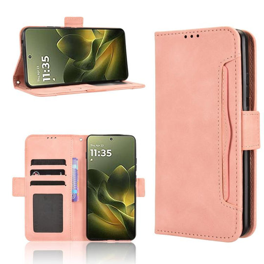 For Motorola Edge 70 5G Skin Feel Calf Texture Card Slots Leather Phone Case(Pink)