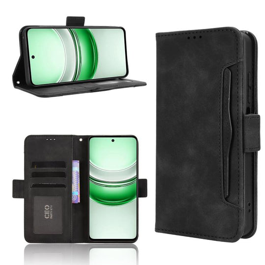 For Realme C71 4G Skin Feel Calf Texture Card Slots Leather Phone Case(Black)